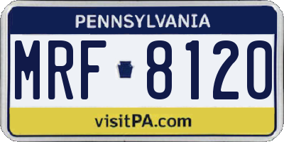 PA license plate MRF8120