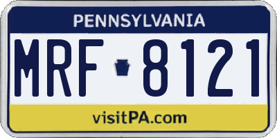 PA license plate MRF8121