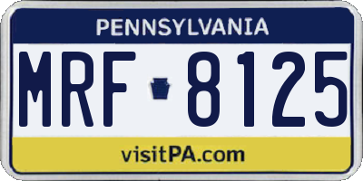 PA license plate MRF8125