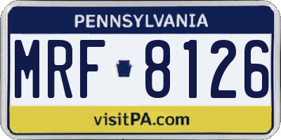 PA license plate MRF8126