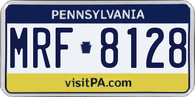 PA license plate MRF8128
