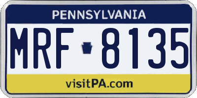 PA license plate MRF8135