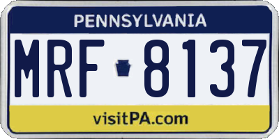 PA license plate MRF8137
