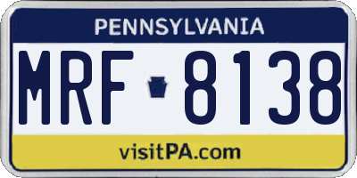 PA license plate MRF8138