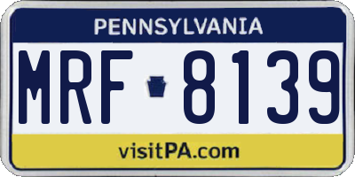 PA license plate MRF8139