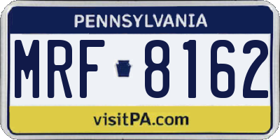 PA license plate MRF8162