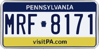 PA license plate MRF8171