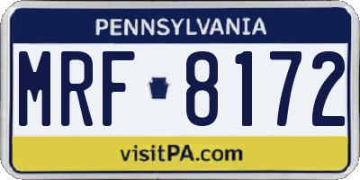 PA license plate MRF8172