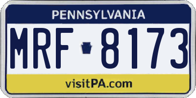 PA license plate MRF8173