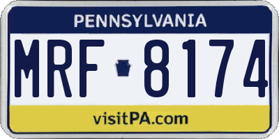 PA license plate MRF8174
