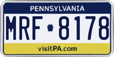 PA license plate MRF8178