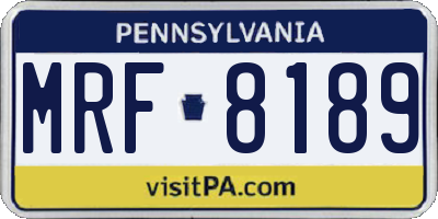 PA license plate MRF8189