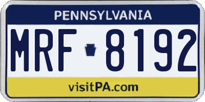 PA license plate MRF8192