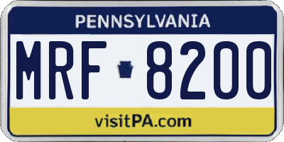 PA license plate MRF8200