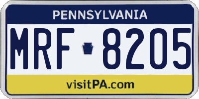 PA license plate MRF8205