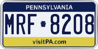 PA license plate MRF8208