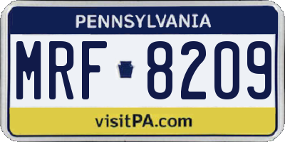 PA license plate MRF8209