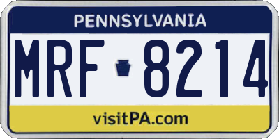 PA license plate MRF8214