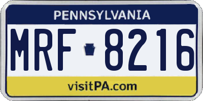 PA license plate MRF8216