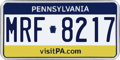 PA license plate MRF8217