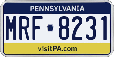 PA license plate MRF8231