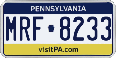PA license plate MRF8233