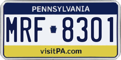 PA license plate MRF8301