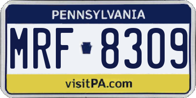 PA license plate MRF8309