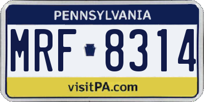 PA license plate MRF8314