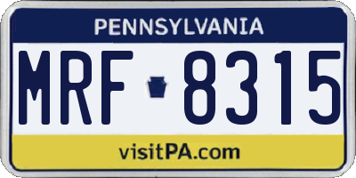 PA license plate MRF8315
