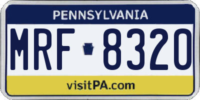 PA license plate MRF8320