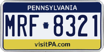 PA license plate MRF8321