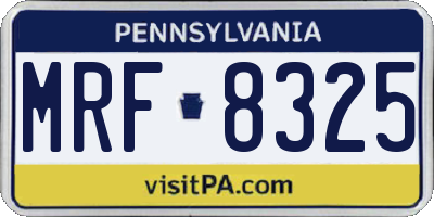 PA license plate MRF8325