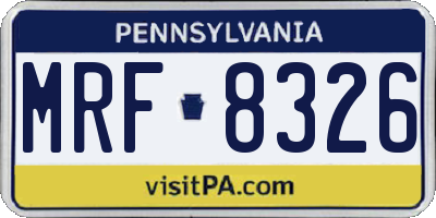 PA license plate MRF8326