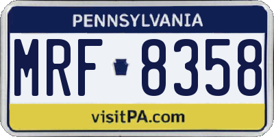 PA license plate MRF8358