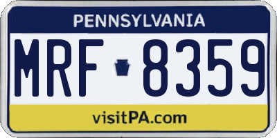 PA license plate MRF8359