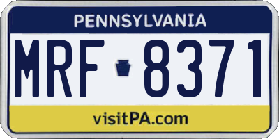 PA license plate MRF8371