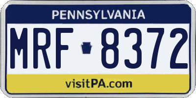 PA license plate MRF8372