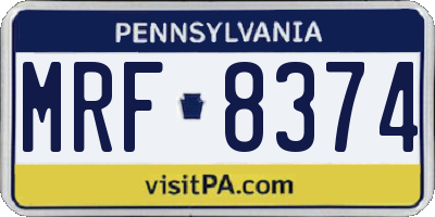 PA license plate MRF8374