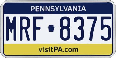 PA license plate MRF8375
