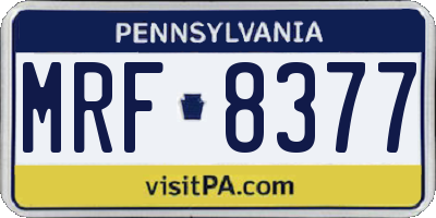 PA license plate MRF8377