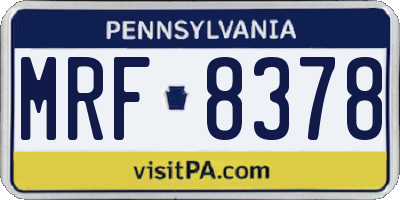 PA license plate MRF8378