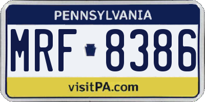 PA license plate MRF8386