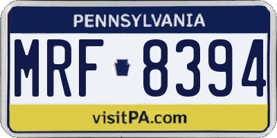 PA license plate MRF8394