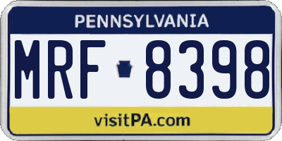 PA license plate MRF8398