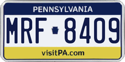 PA license plate MRF8409
