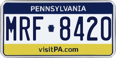 PA license plate MRF8420
