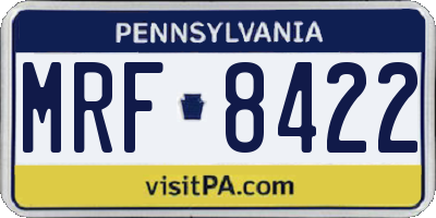 PA license plate MRF8422