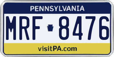 PA license plate MRF8476