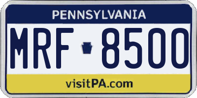 PA license plate MRF8500